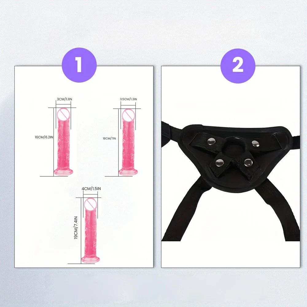 1 pc Wearable Backpack Penis, Lesbian Realistic Dildo Panty Harness, Dildo Panty Sex Toys, Female Sex Toys