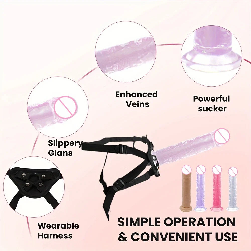 1 pc Wearable Backpack Penis, Lesbian Realistic Dildo Panty Harness, Dildo Panty Sex Toys, Female Sex Toys
