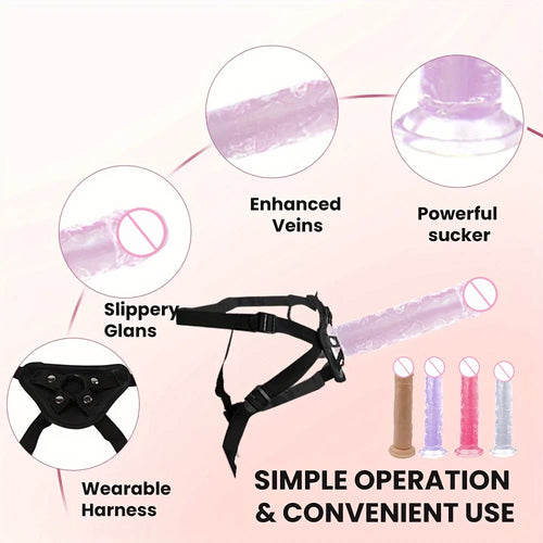 1 pc Wearable Backpack Penis, Lesbian Realistic Dildo Panty Harness, Dildo Panty Sex Toys, Female Sex Toys
