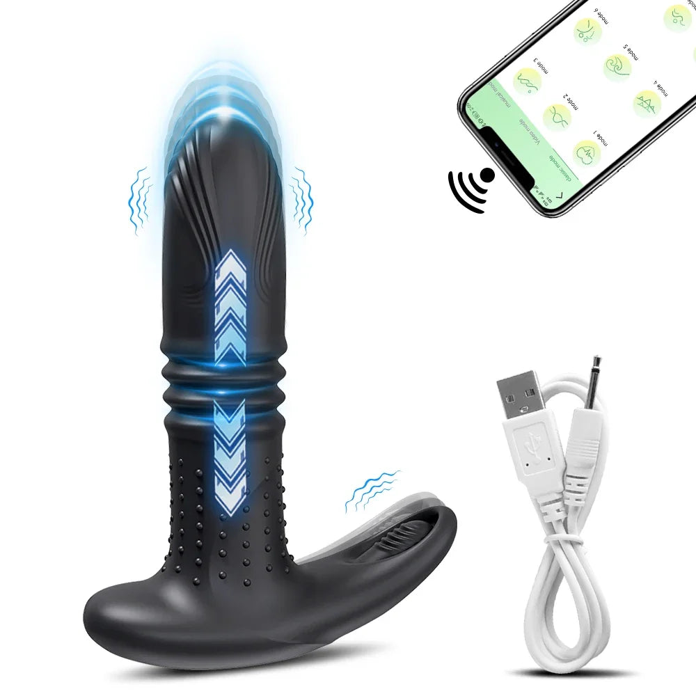 Wireless Bluetooth Telescopic Anal Vibrator APP Remote Control Prostate Massager Butt Plug for Men Dildo Vibrating Adult Sex Toy