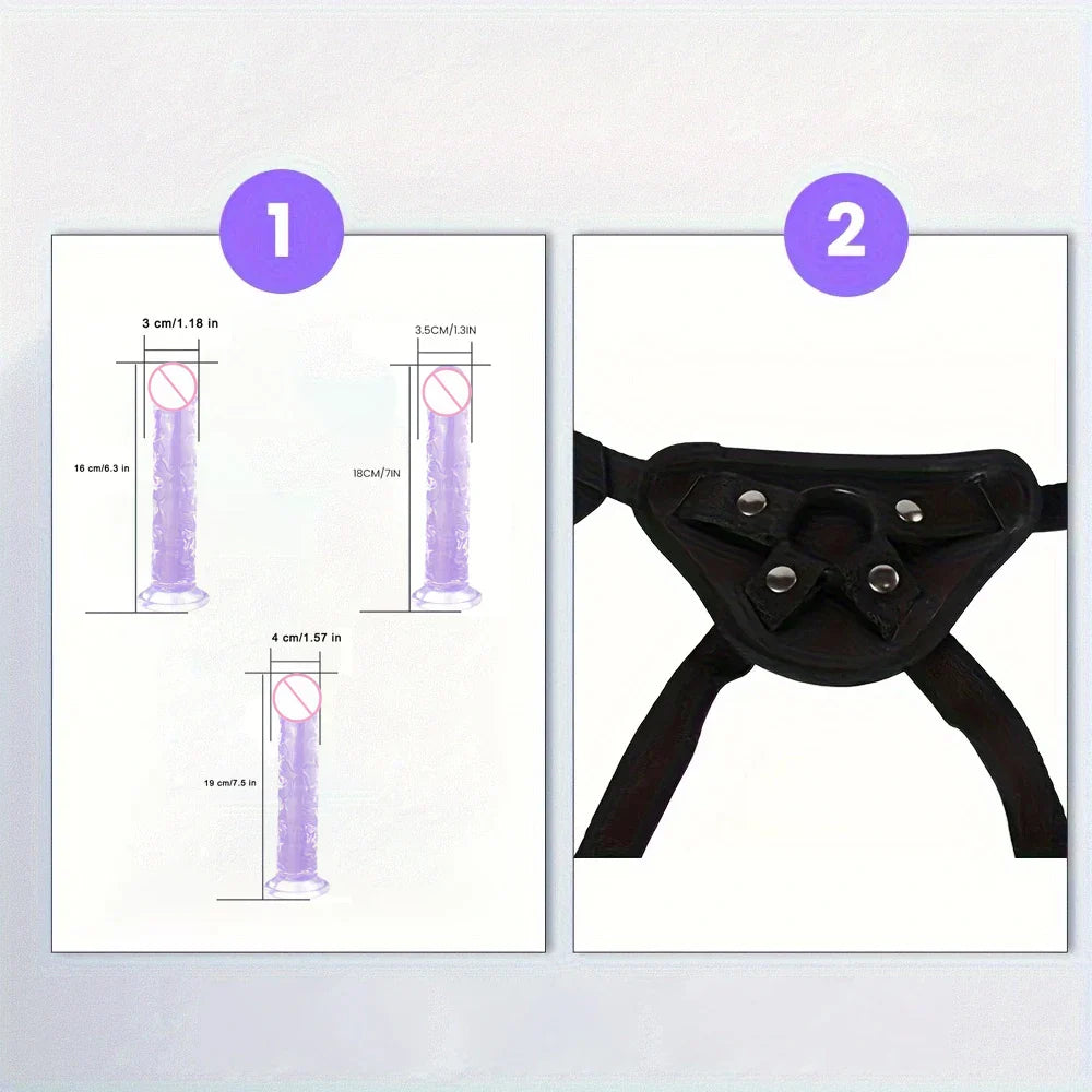 1 pc Wearable Backpack Penis, Lesbian Realistic Dildo Panty Harness, Dildo Panty Sex Toys, Female Sex Toys