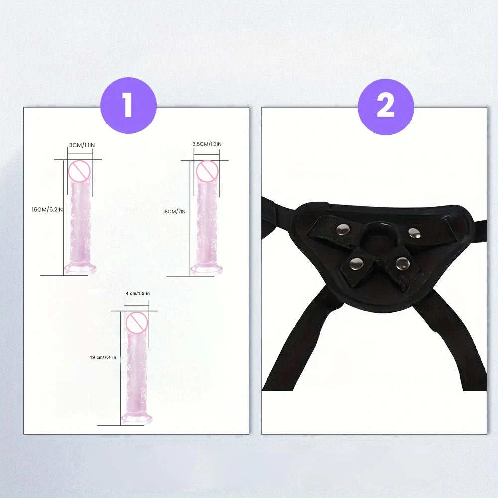 1 pc Wearable Backpack Penis, Lesbian Realistic Dildo Panty Harness, Dildo Panty Sex Toys, Female Sex Toys