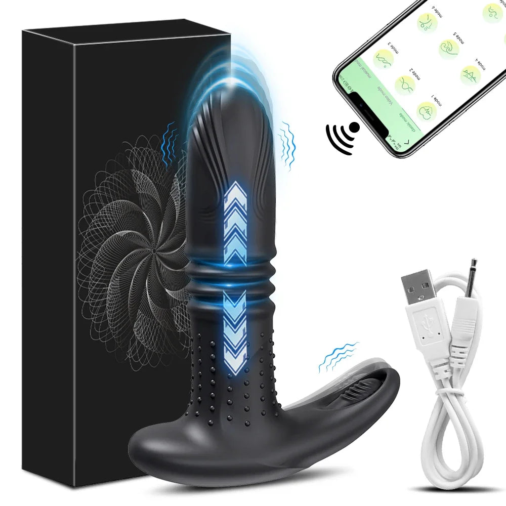 Wireless Bluetooth Telescopic Anal Vibrator APP Remote Control Prostate Massager Butt Plug for Men Dildo Vibrating Adult Sex Toy