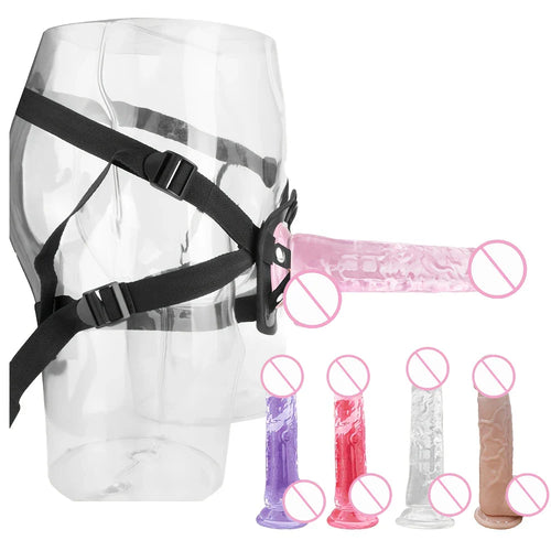 1 pc Wearable Backpack Penis, Lesbian Realistic Dildo Panty Harness, Dildo Panty Sex Toys, Female Sex Toys
