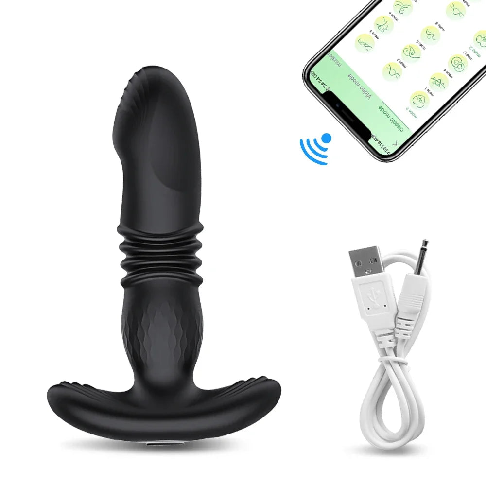 Wireless Bluetooth Telescopic Anal Vibrator APP Remote Control Prostate Massager Butt Plug for Men Dildo Vibrating Adult Sex Toy
