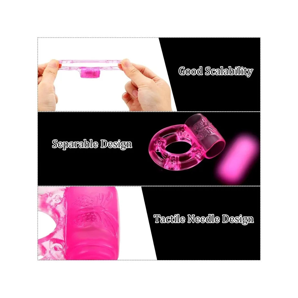 Vibrating Cock Ring Vibrator Silicone Penis Ring with Clit Stimulator Intimate Sex Toys Men Long Lasting Stronger Vibrators Ring