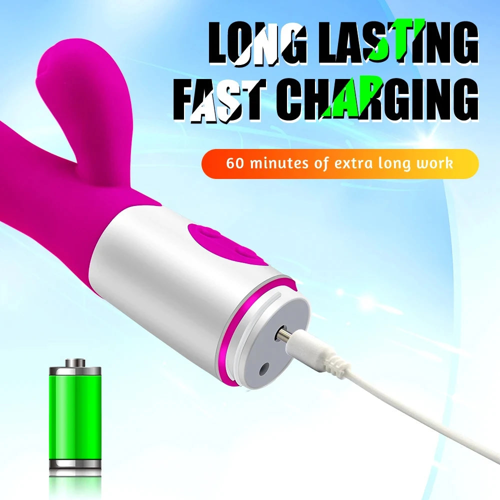 Powerful Rabbit Vibrator Dildo Dual Vibration G Spot Clitoris Stimulation Masturbators Vaginal Massager Adult For Women Sex Toys
