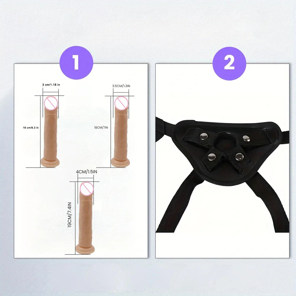 1 pc Wearable Backpack Penis, Lesbian Realistic Dildo Panty Harness, Dildo Panty Sex Toys, Female Sex Toys