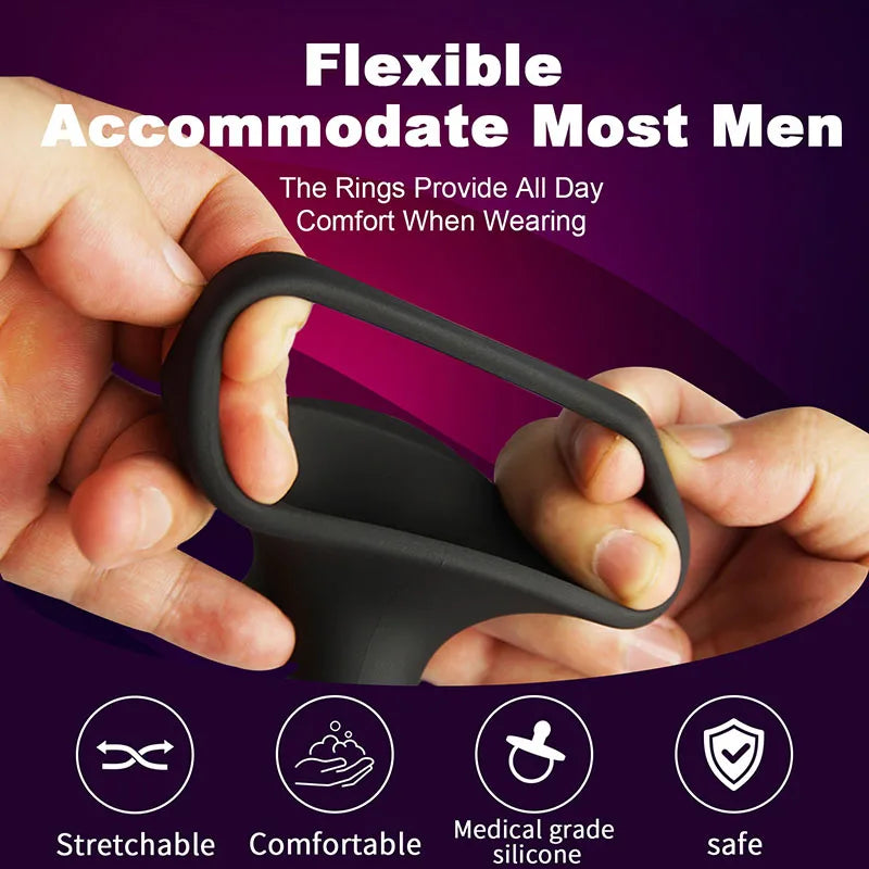 Penis Cock Ring Silicone Ball Stretcher,Cockring Penisring,Scrotum CBT Tug Sex Delay Ejaculation Toys,BDSM Bondage,Erection Men