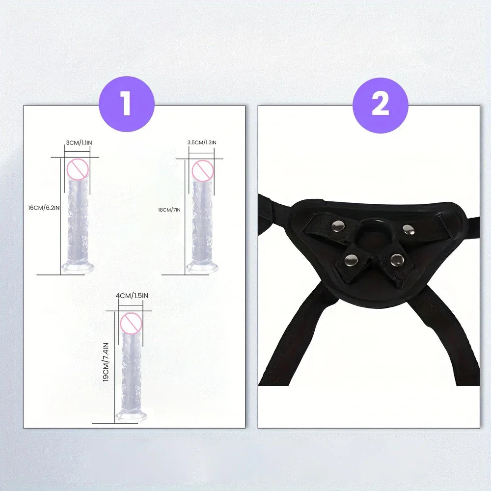 1 pc Wearable Backpack Penis, Lesbian Realistic Dildo Panty Harness, Dildo Panty Sex Toys, Female Sex Toys